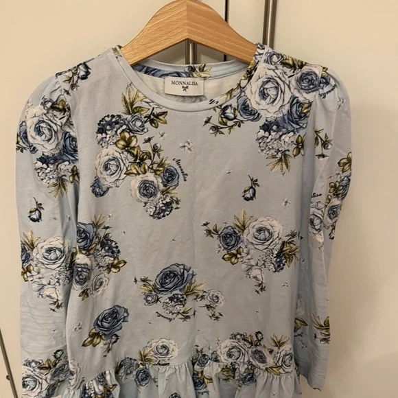 Monnalisa Blue Floral GirlsTop - Picture 2 of 4